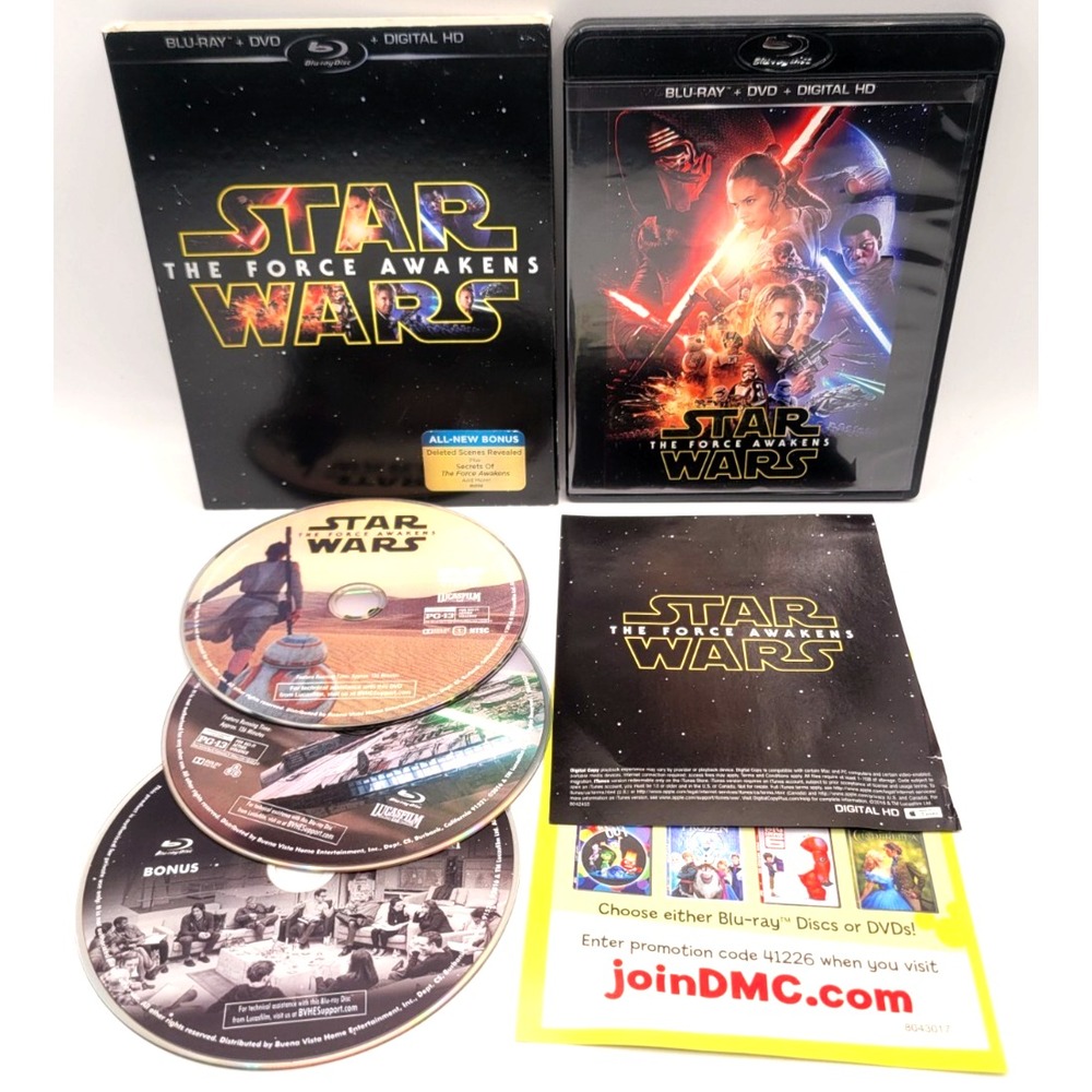 Star Wars: The Force Awakens (Blu-ray/DVD combo, 2015) W/ Slipcover